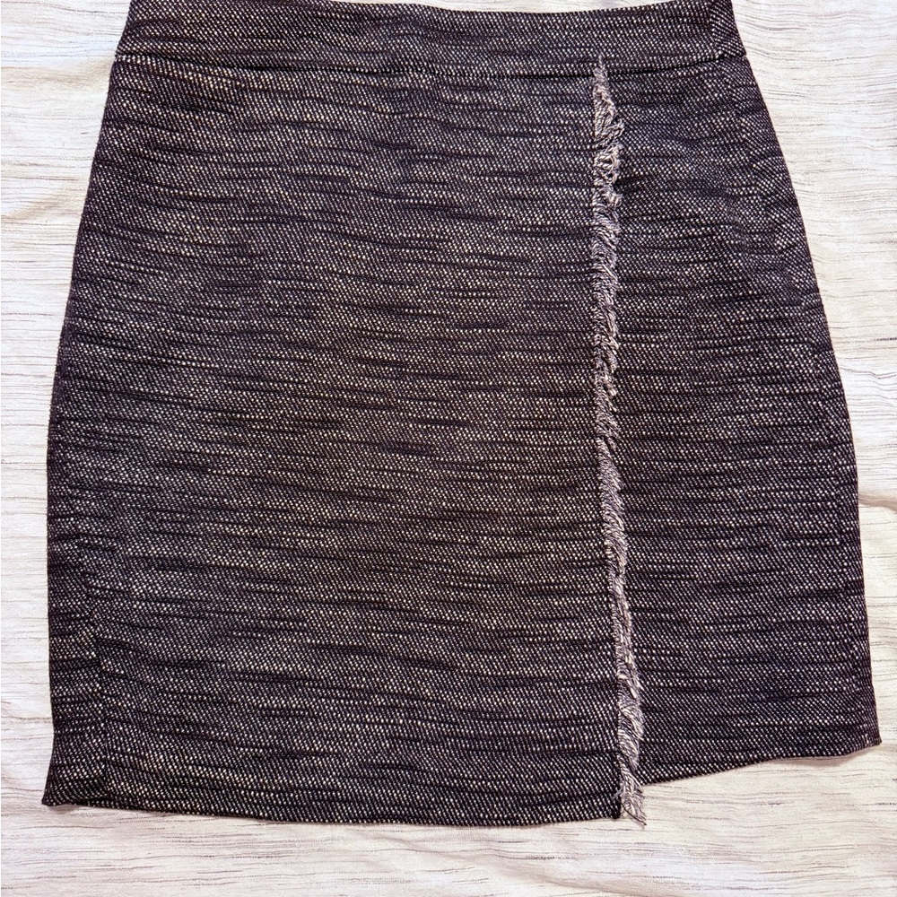 LOFT Black and Gray Textured Pencil Skirt
